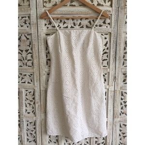 Beautiful vintage linen and cotton eyelet dress