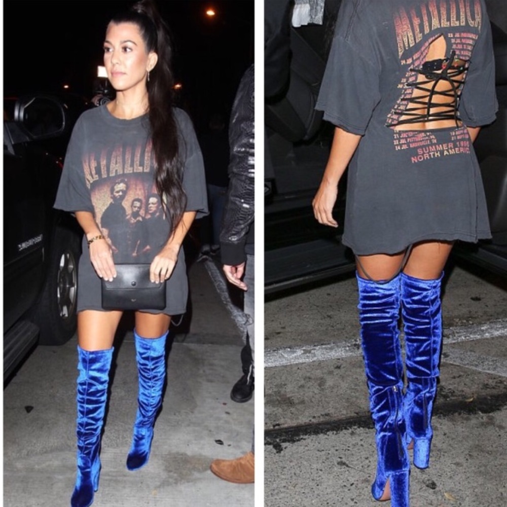 Jeffrey Campbell Blue Velvet OTK boots