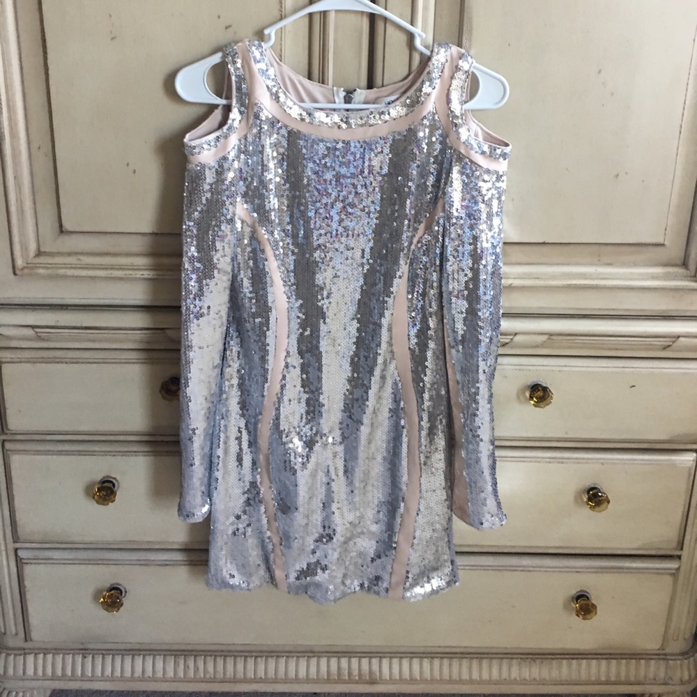 Silver sequin party dress