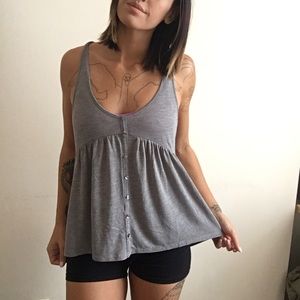 Low cut flowy grey tank