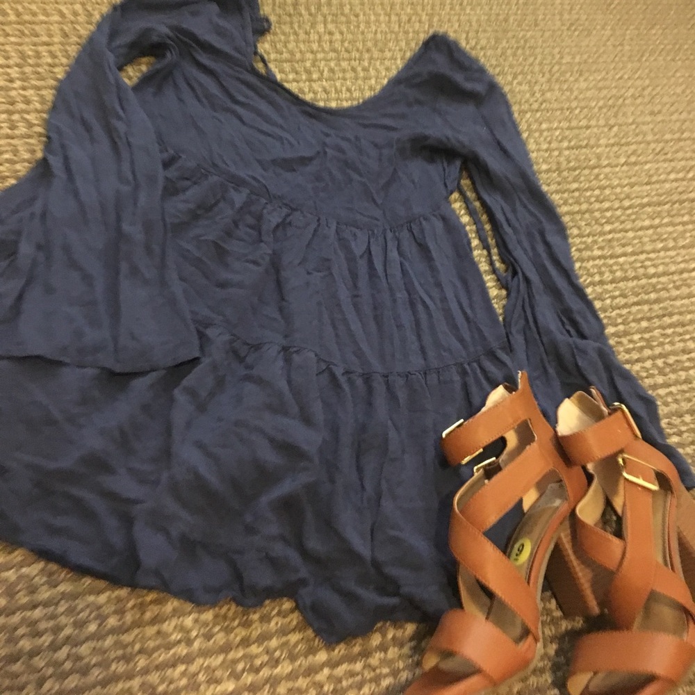 Tobi Bell Sleeve and Ruffled Dress