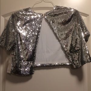 TOBI silver sequin crop top