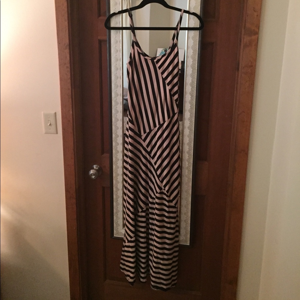 Cream and black striped maxi dress