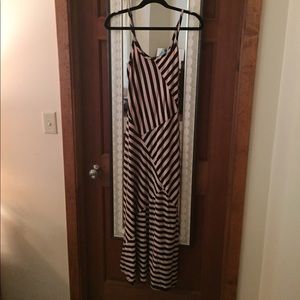 Cream and black striped maxi dress