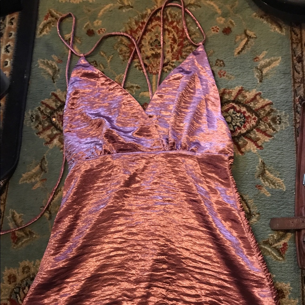Mmc SATIN CAMI HALTER TIE DRESS rose pink NWT