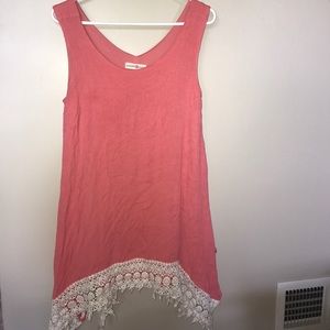 Coral & lace summer dress