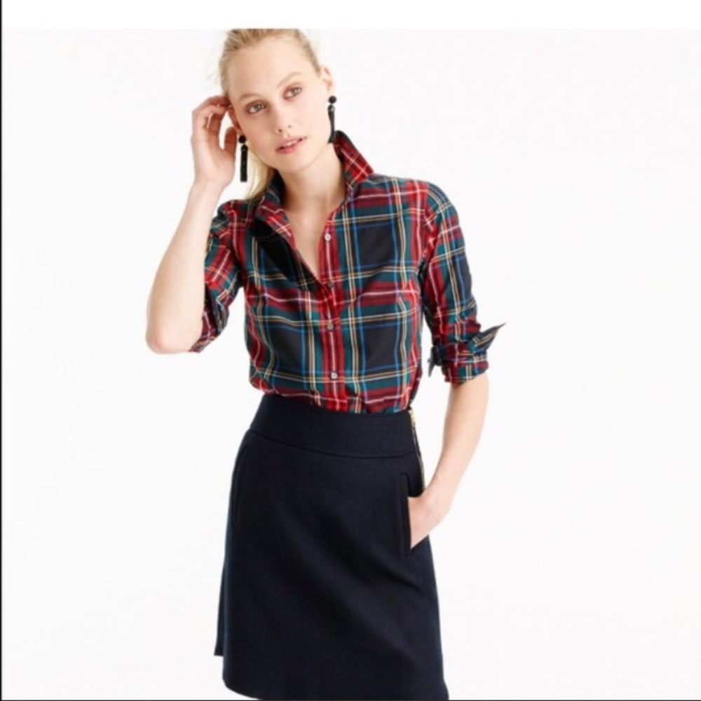 J Crew Perfect Shirt Holiday Tartan