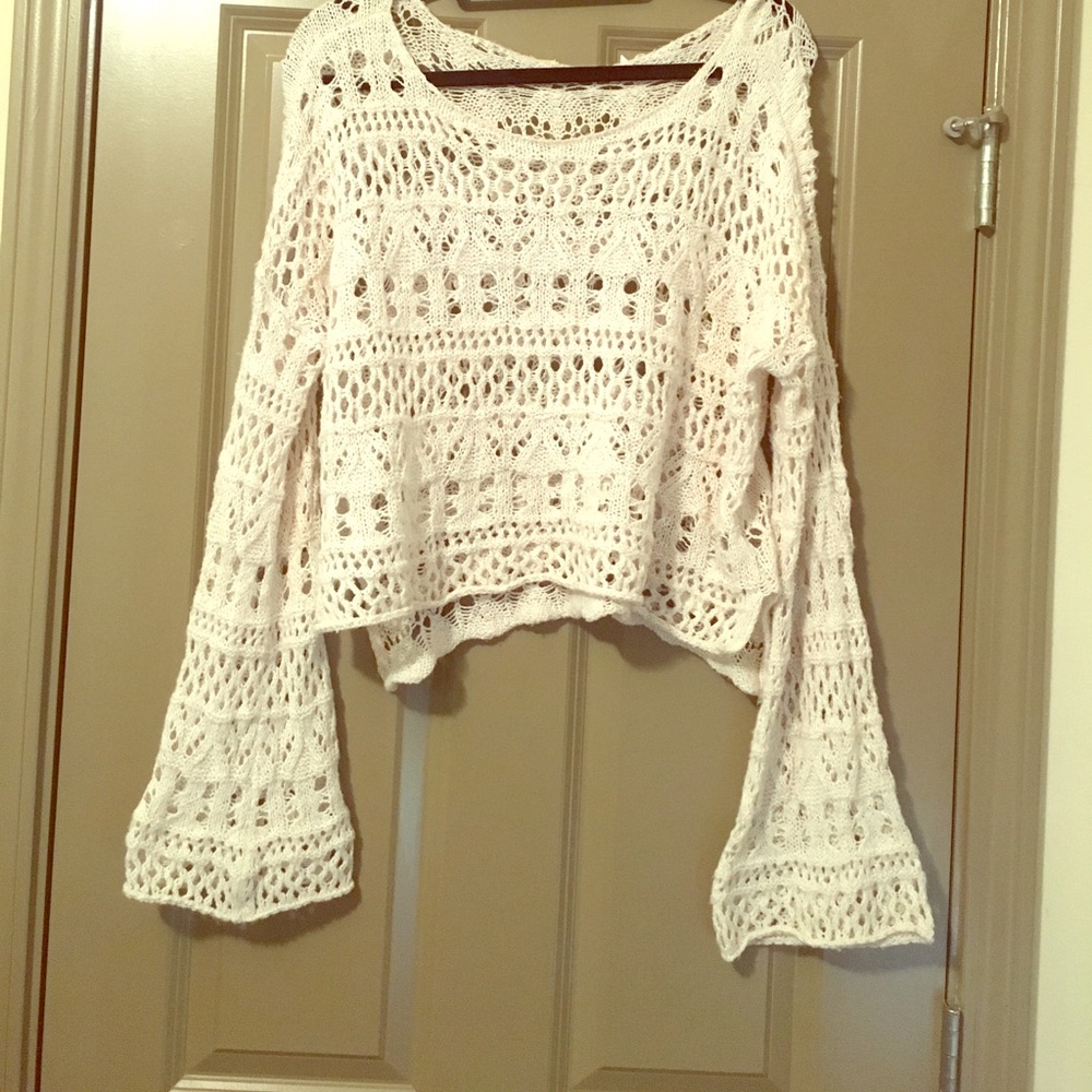 Bell sleeve crochet sweater