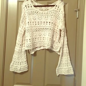 Bell sleeve crochet sweater
