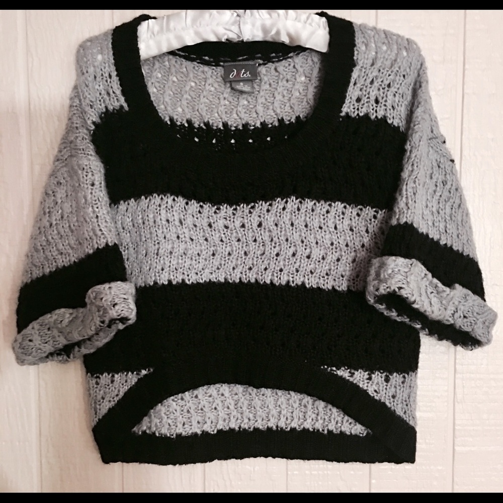 SASSY Chunky Grey & Black Crop Top Sweater