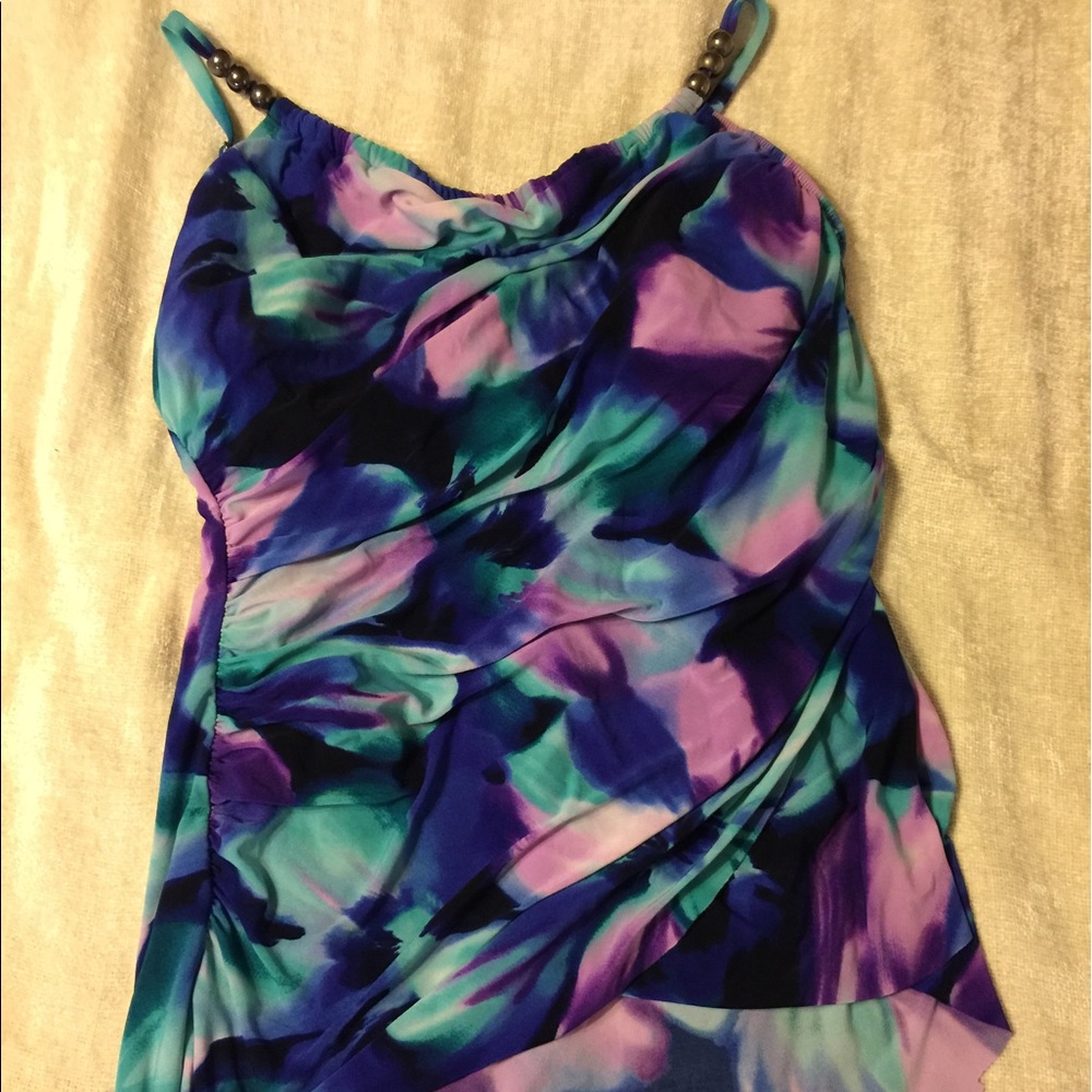 MagicSuit Tankini and bottoms w/gray bead detail