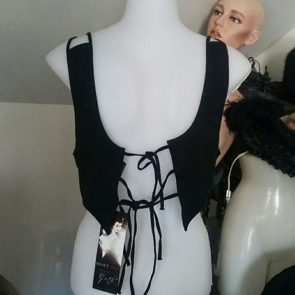 Heavy Red Goth OOAK Sample Corset Crop Tank Top - Picture 3 of 6
