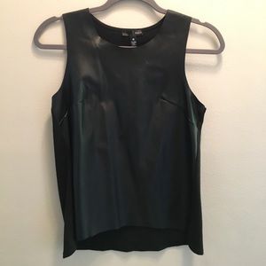 AQUA Black Faux Leather front tank Size XS
