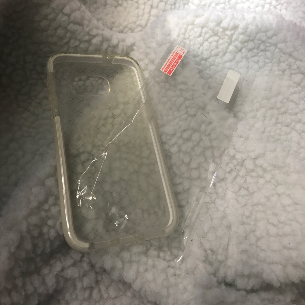 Galaxy s7 new rubber clear an white case