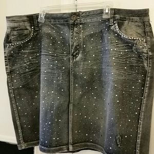 **FLASHY** ASHLEY STEWART Plus Size Jean Skirt
