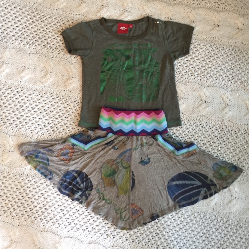 Oilily set 'Summer Of Love' owl tee & skirt