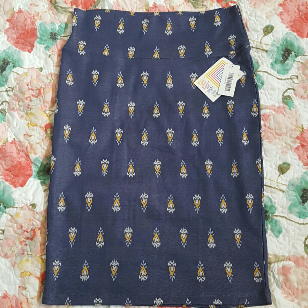 SOLD Lularoe M Cassie with Blue and Yellow Print