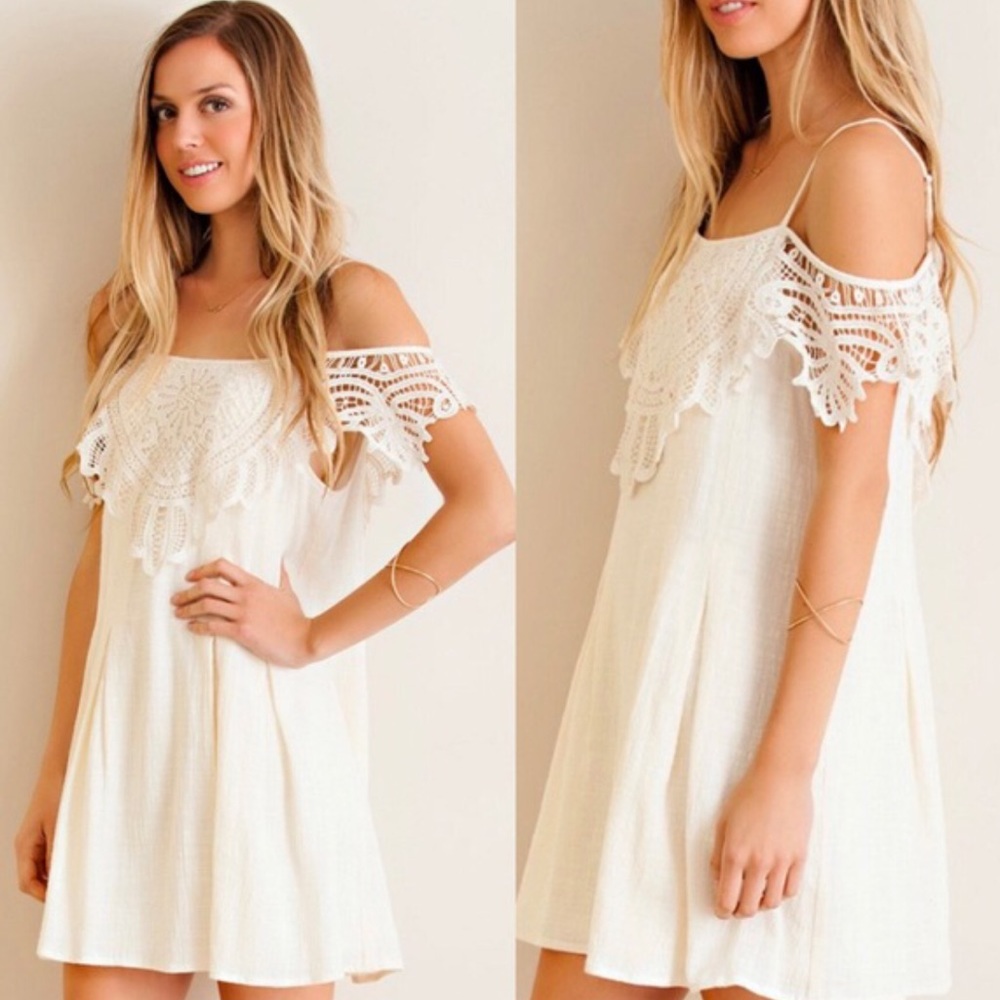 SALE Off Shoulder Drape Crochet Dress - Picture 2 of 4