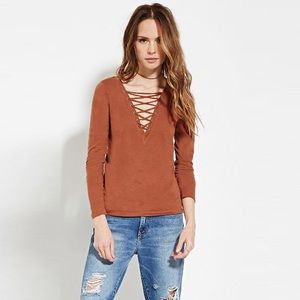 Forever 21 contemporary crisscross neck top