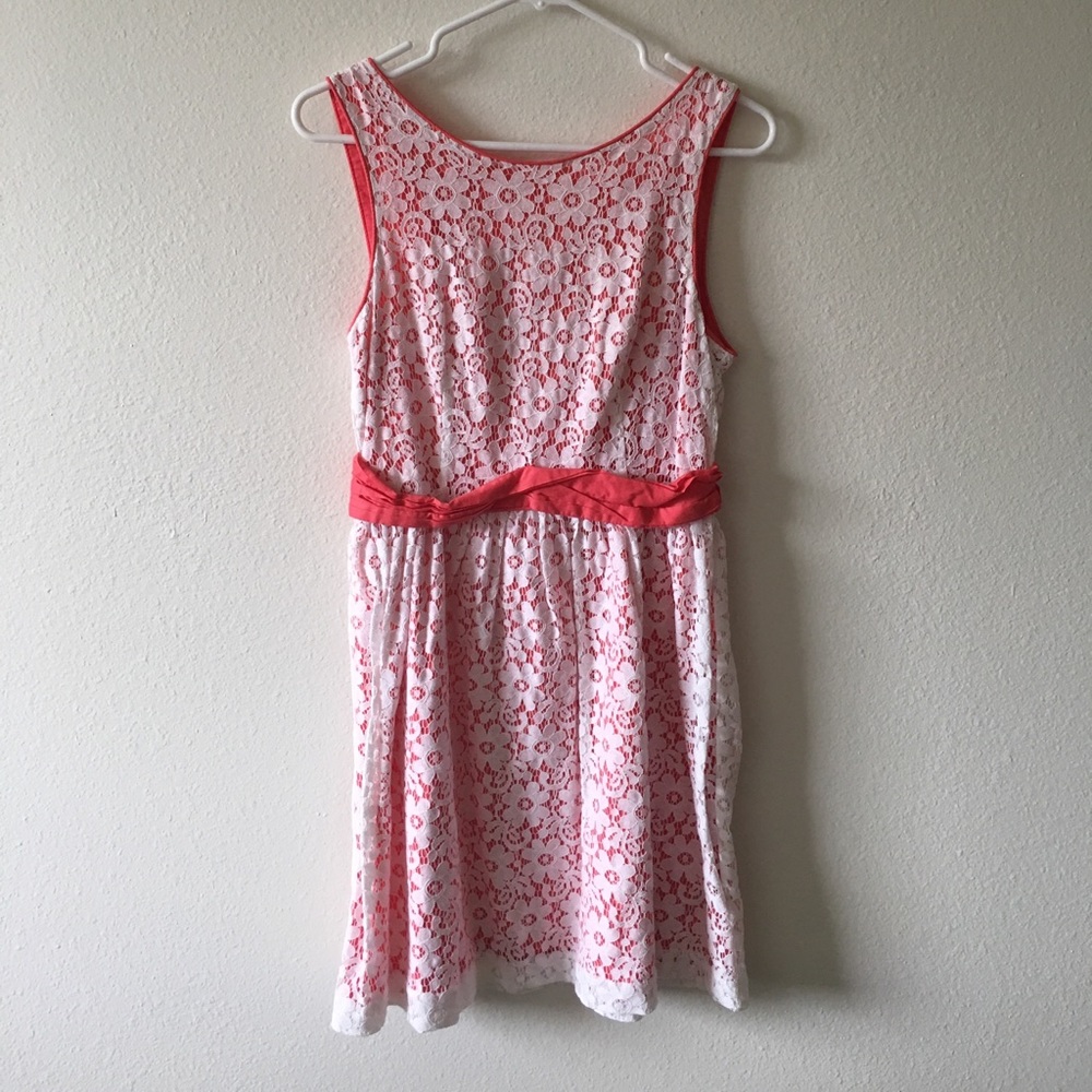White Lace and Pink Short Dress