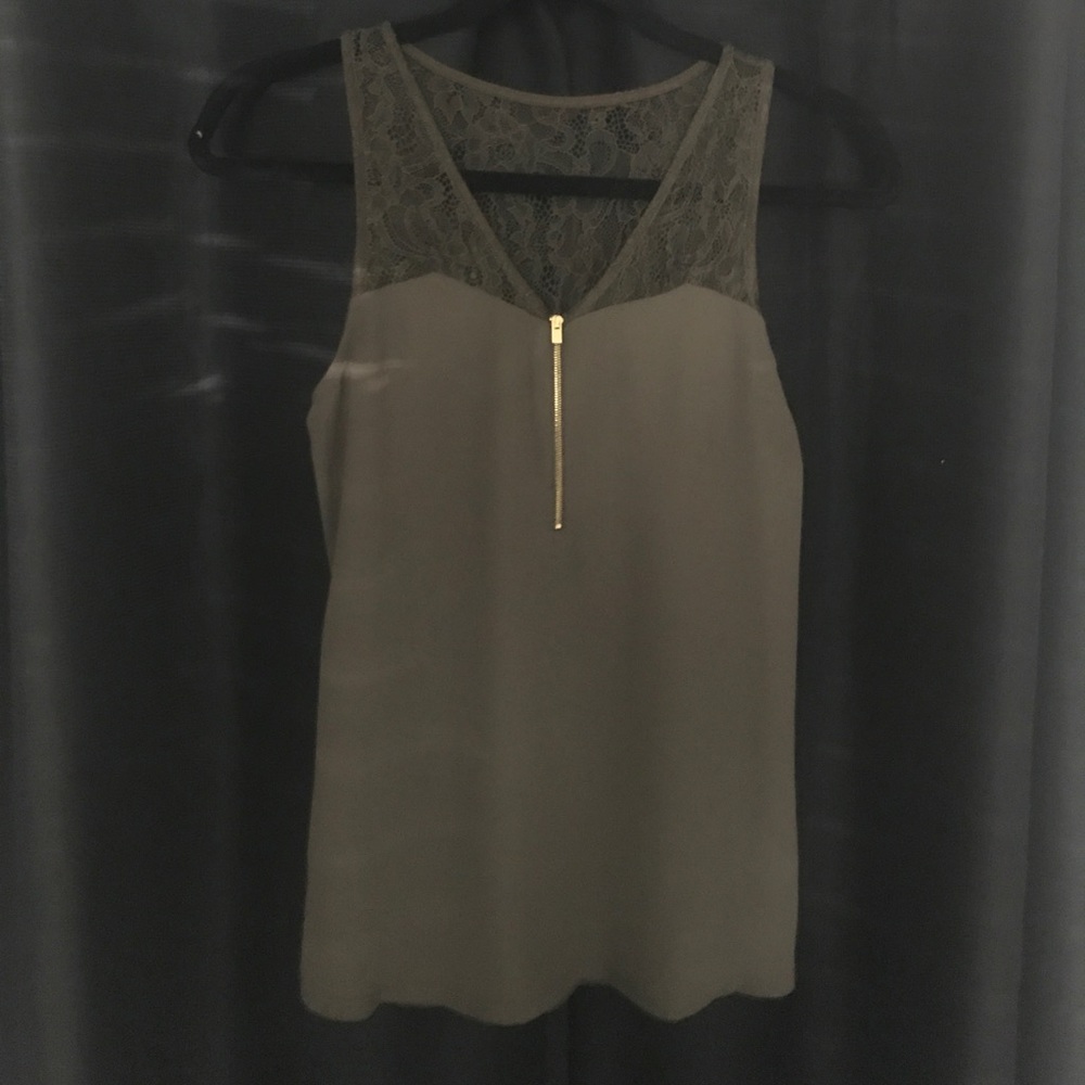 Green Zip Front Tank Top