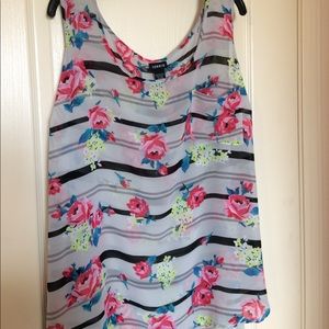 Chiffon floral and striped tank