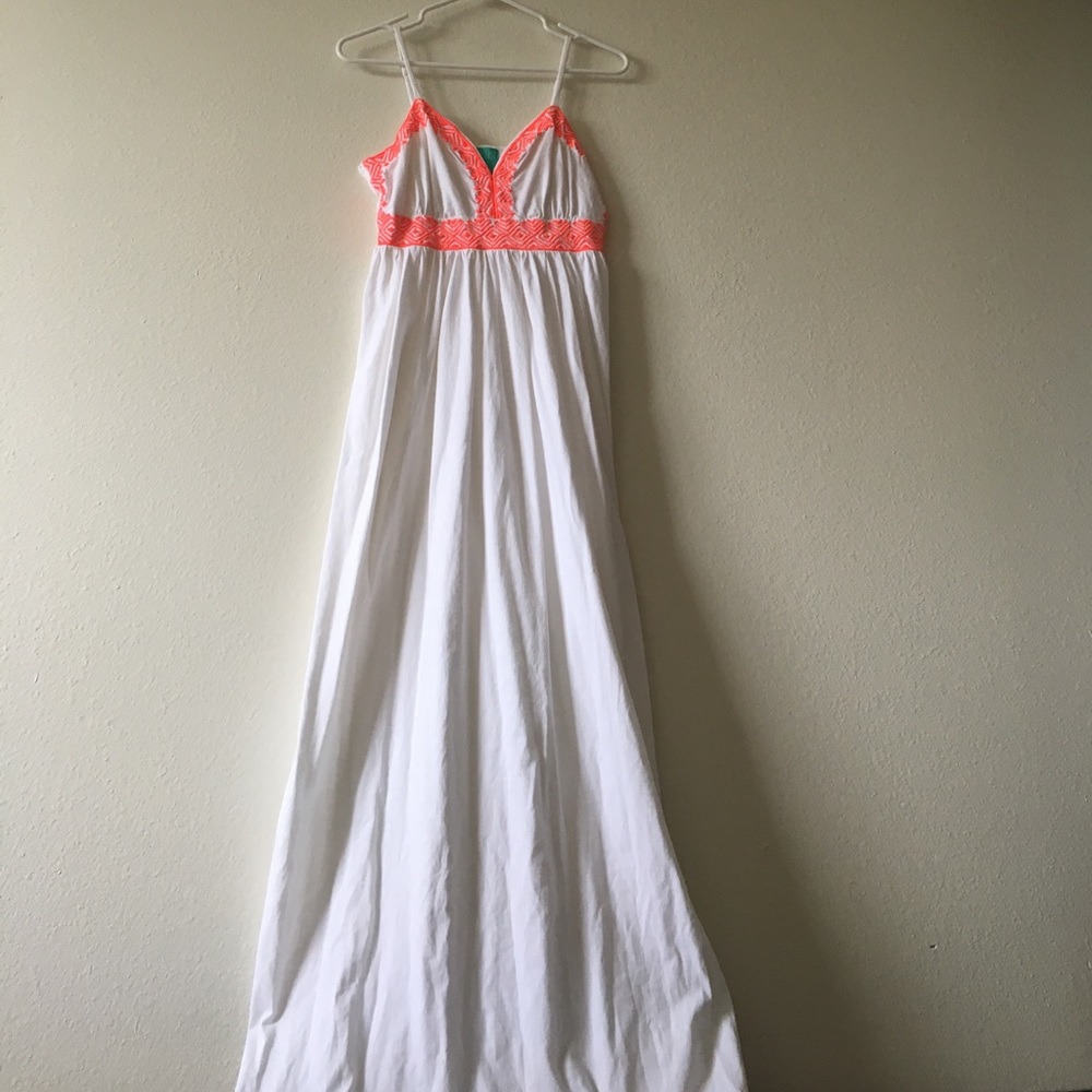 White Maxi with Pink Detail