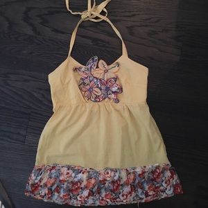 Boutique mustard and floral print tank top