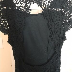 Forest Green Lace Backless Dress