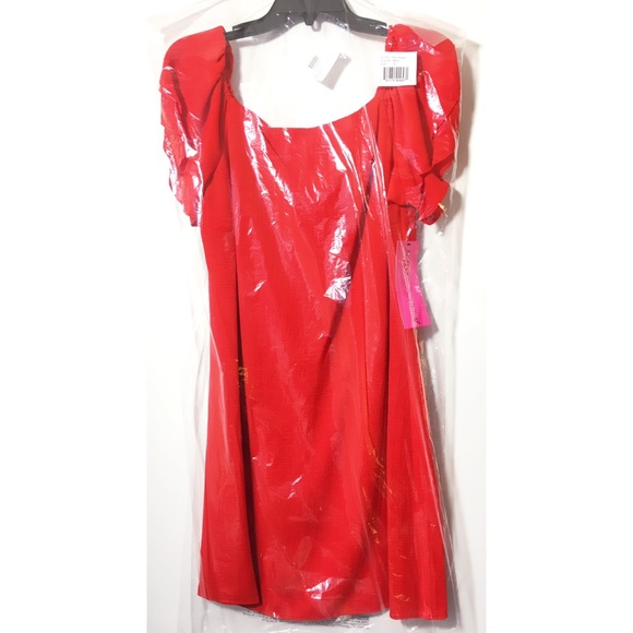 SOLD Betsey Johnson 10 12 Red Off Shoulder Dress - Picture 3 of 8
