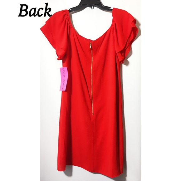 SOLD Betsey Johnson 10 12 Red Off Shoulder Dress - Picture 4 of 8