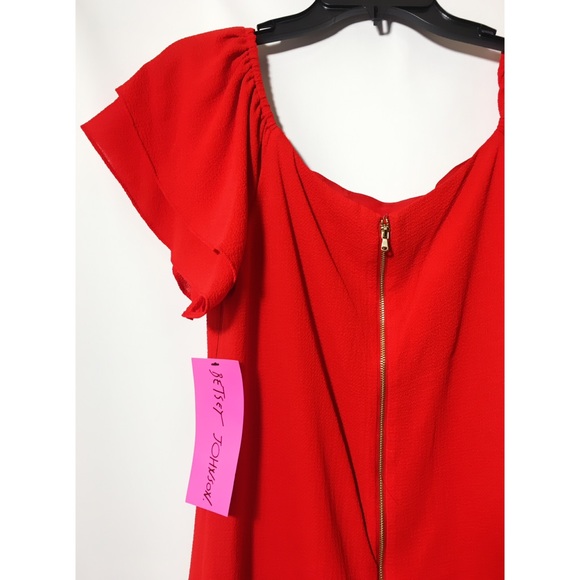 SOLD Betsey Johnson 10 12 Red Off Shoulder Dress - Picture 6 of 8