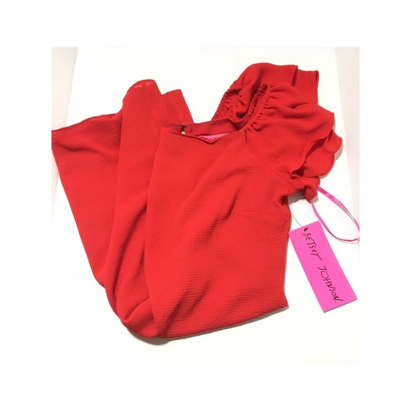 SOLD Betsey Johnson 10 12 Red Off Shoulder Dress - Picture 7 of 8