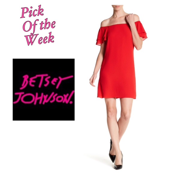 SOLD Betsey Johnson 10 12 Red Off Shoulder Dress - Picture 8 of 8