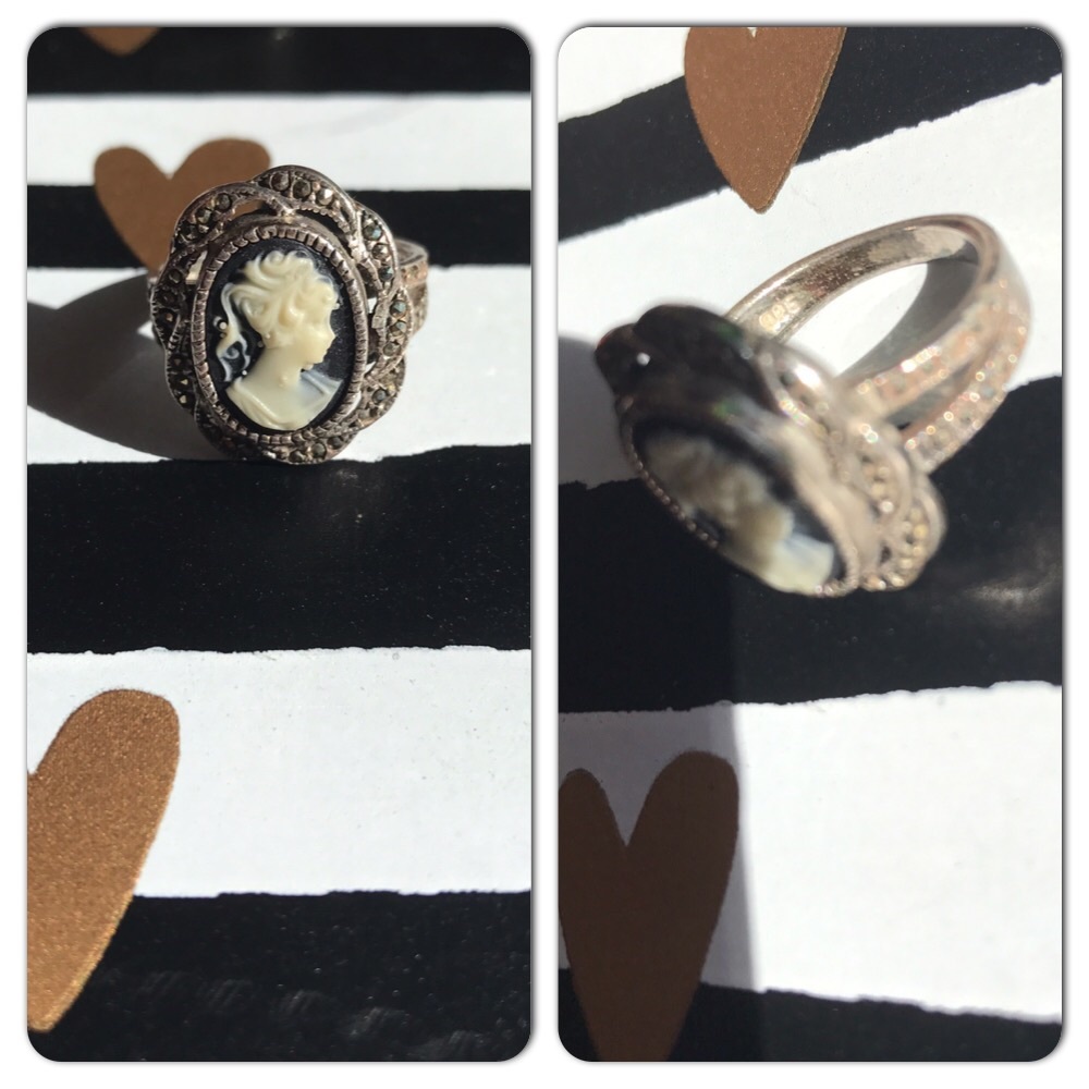 Vintage cameo ring 925 silver