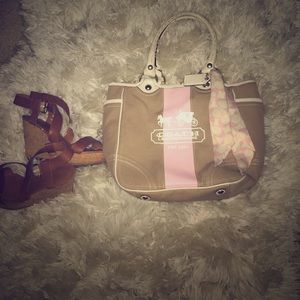 Coach khaki canvas tote