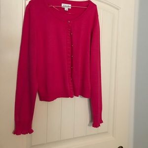 Elle Hot pink cardigan with ruffles