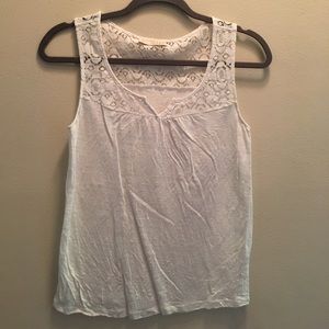HINGE XS White Linen Tank with Lace Top