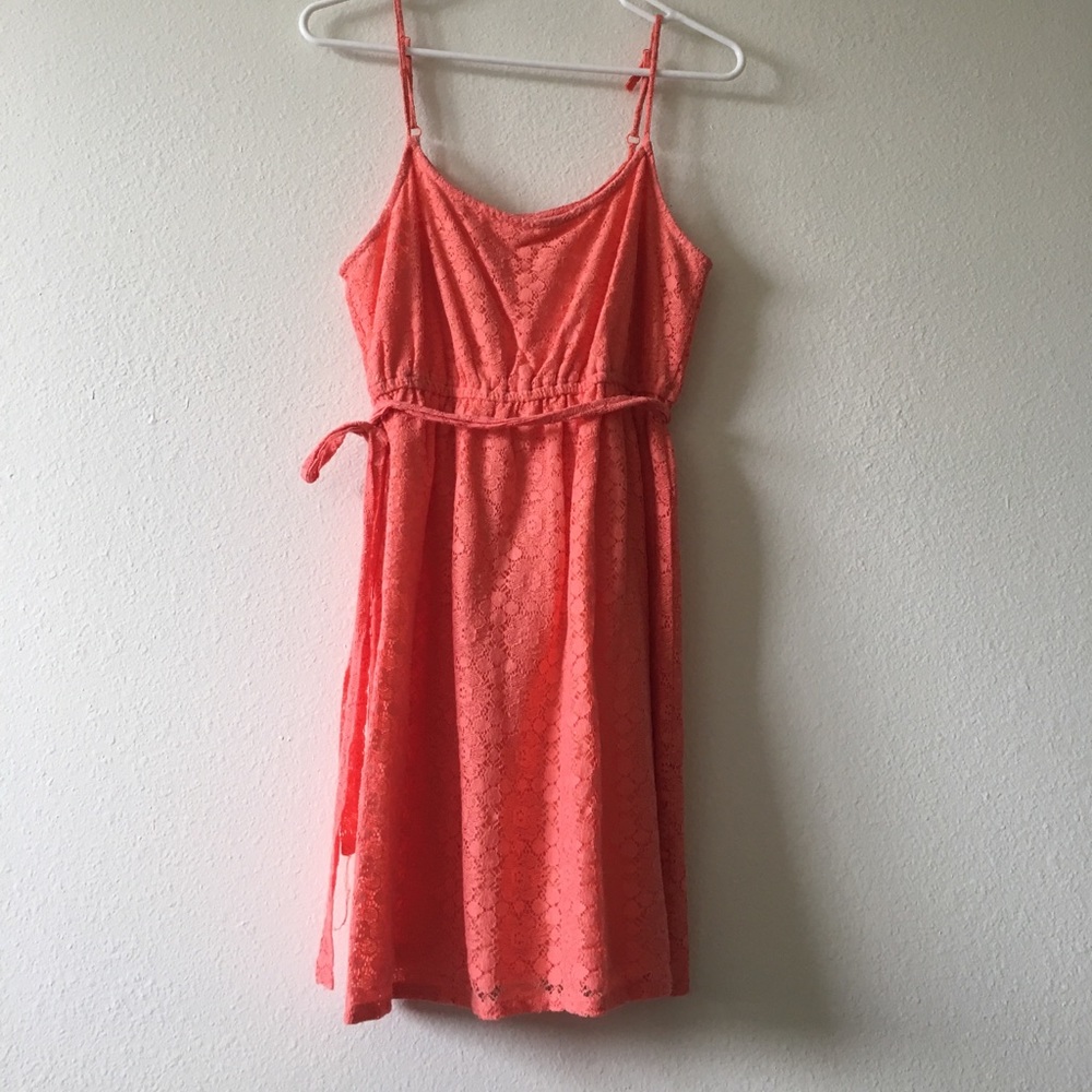 Coral Crochet Dress