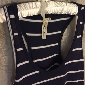 Navy & white racerback maxi dress