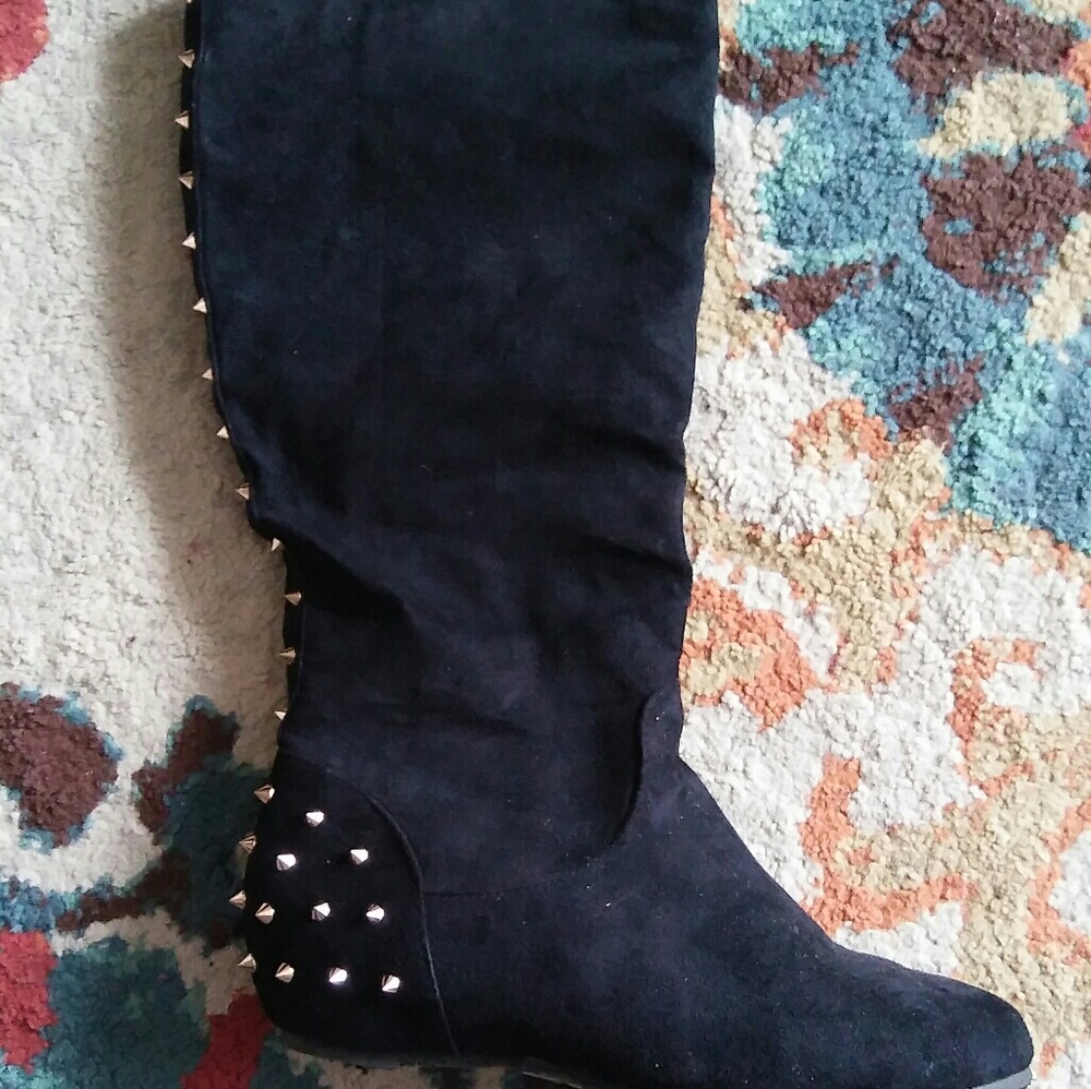 Studded suede boots