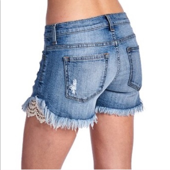 Bellanblue Shorts - 🆕AMBERLY distressed lace shorts - BLUE Bellanblue Shorts - 🆕AMBERLY distressed lace shorts - BLUE