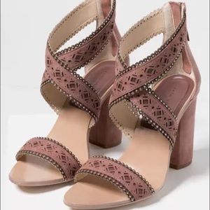 ZARA Mauve Laser Cut Leather High Heel Sandal
