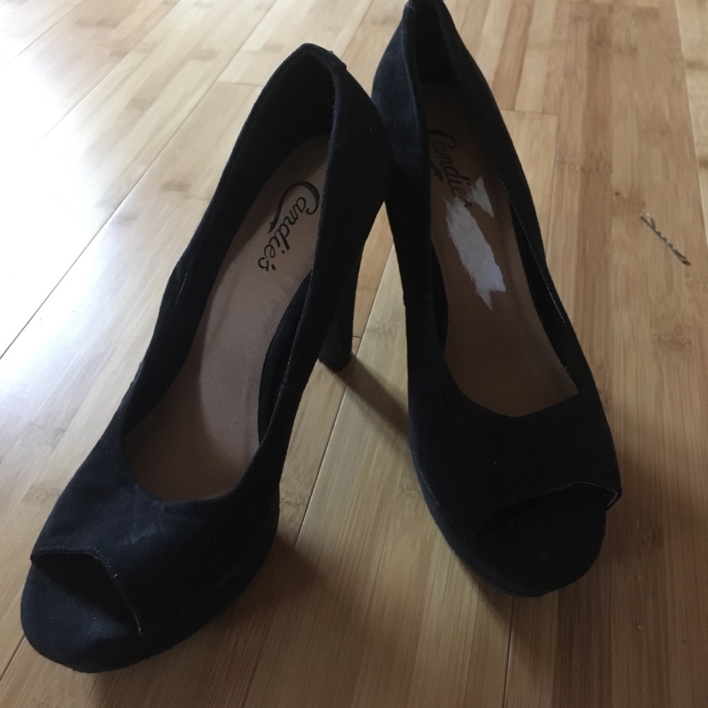 Black Candies open toe platforms
