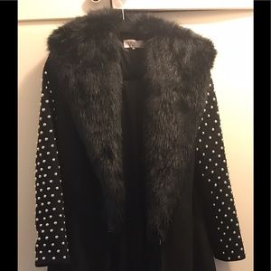 House of CB long studded coat with faux fur