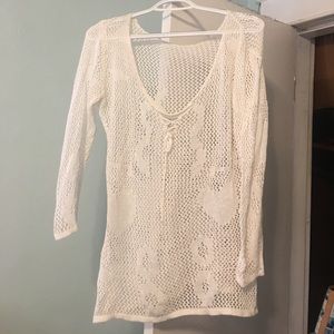 White mesh Beach Cover-up