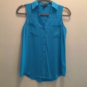Express Portofino Sleeveless Turq Shirt SZ XS