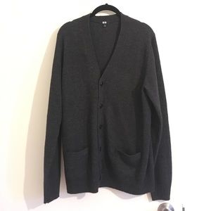Uniqlo V-Neck Charcoal Cardigan