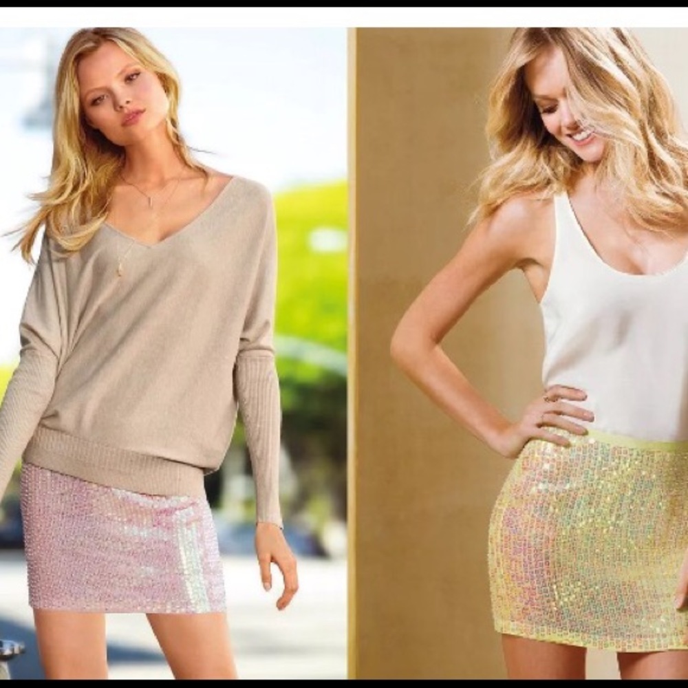 Victoria's Secret sequin mini skirt yellow/pink 2