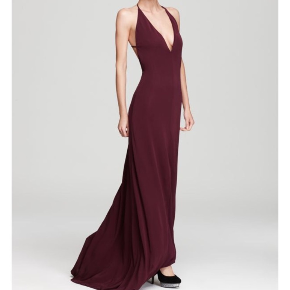 Backless deep purple gown